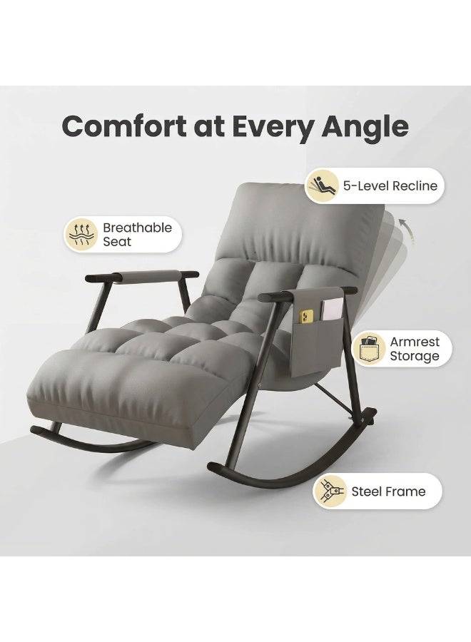 واي آند دي كرسي هزاز، كرسي استرخاء، كرسي استراحة، أريكة استرخاء عصرية قابلة للتعديل، يمكن الاستلقاء أو النوم عليها، كرسي أريكة كسول، كرسي هزاز فردي للشقة، غرفة المعيشة، غرفة النوم، الشرفة - Image 2